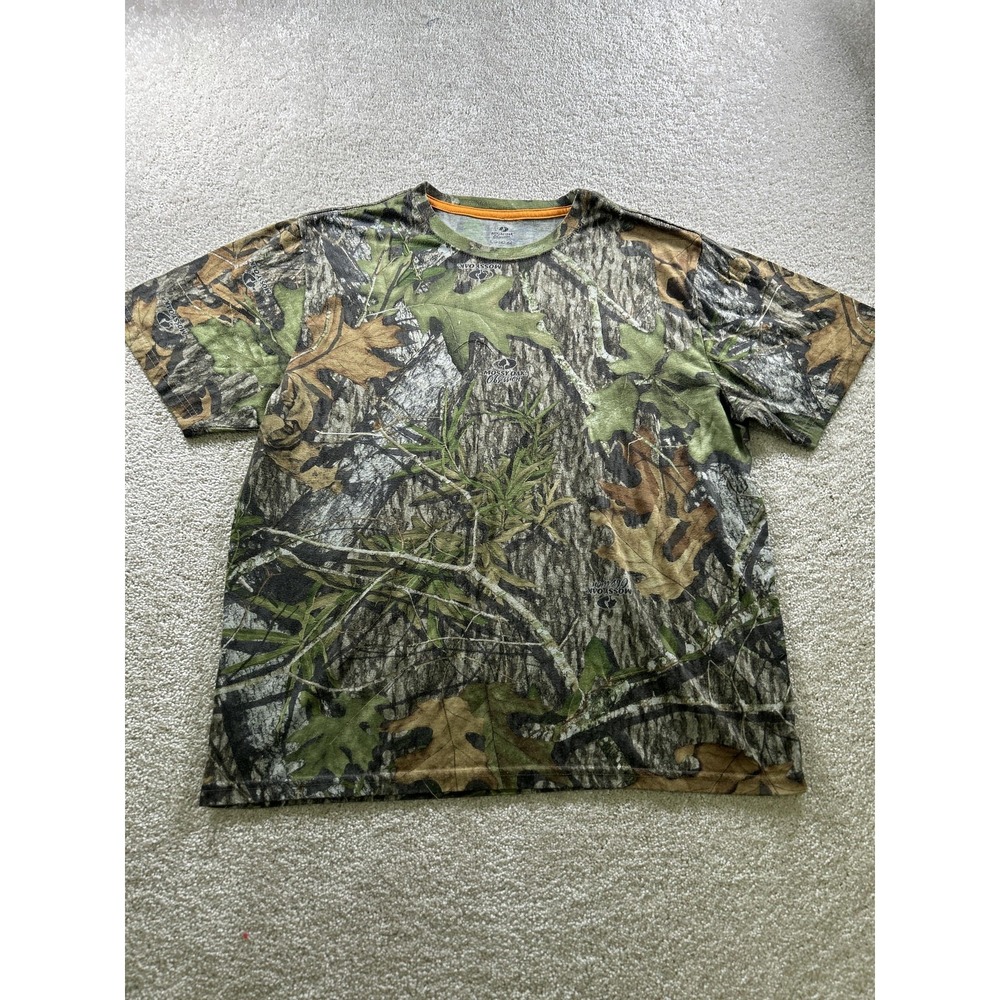 Mossy Oak Shirt Mens Large Allover Camo Hunting Short Sleeve Crewneck Outdoors